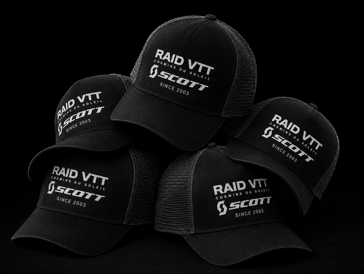 Raid VTT Scott – Casquettes noires DTF
